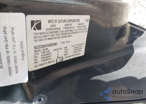 2004 Saturn Vue V6 из США, поврежденный, VIN 5GZCZ63474S833680